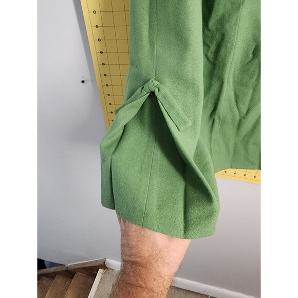 Vtg Tudor Square Pencil Straight Skirt Size Med Solid Green Wool Kick Pleat - Picture 5 of 14
